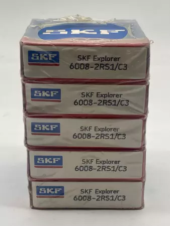 SKF 6008-2RS1/C3 Deep Groove Ball Bearing, Bore 40mm Width 15mm Lot of 5