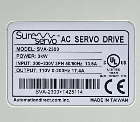 AutomationDirect SVA-2300 Sure AC Servo Drive, 3kW INPUT 230V 3PH 13.6A 