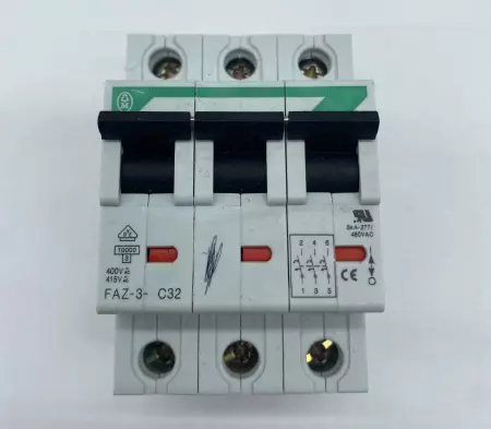 Moeller FAZ-3-C32 3-Pole Circuit Breaker, 415VAC 32Amp 