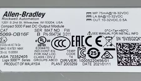 Allen-Bradley 5069-OB16F SER.B CompactLogix™ 5000 Fast DC Output Module 