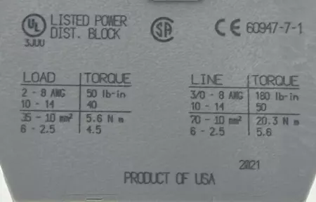 Allen-Bradley 1492-PDE1142 SER.A Power Distribution Block, 600V 200A 