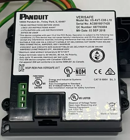 Panduit VS-AVT-C08-L10 Verisafe® Absence of Voltage Tester 