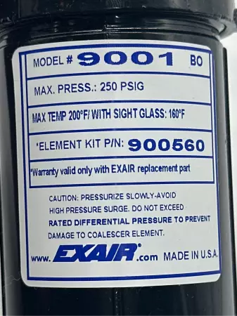 Exair MODEL 9001 Drain Filter Separator, 3/8NPT 