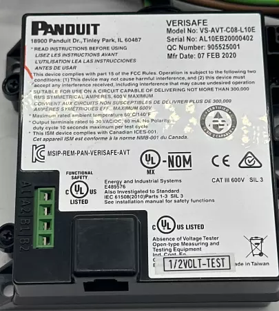 Panduit VS-AVT-C08-L10E Verisafe® Absence of Voltage Tester 