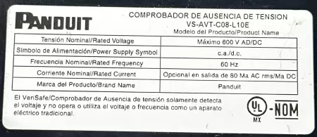 Panduit VS-AVT-C08-L10E Verisafe® Absence of Voltage Tester 