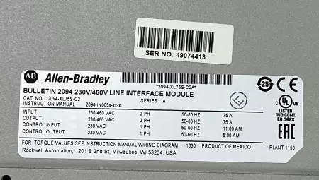 Allen-Bradley 2094-XL75S-C2 SER.A Kinetix 6000 Line Interface Module 230/460V 