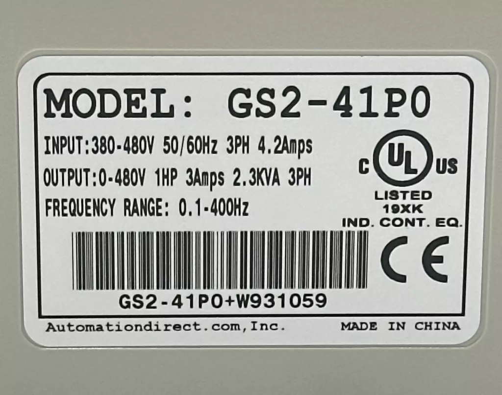 AutomationDirect GS2-41P0 AC Drive, 1HP Input 380-480V Output 0-480V 