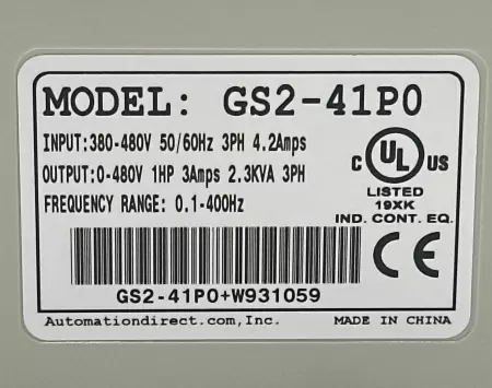 AutomationDirect GS2-41P0 AC Drive, 1HP Input 380-480V Output 0-480V 