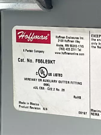 Hoffman F66LE9KT 90-Degree Clockwise Elbow Transposition Fitting 