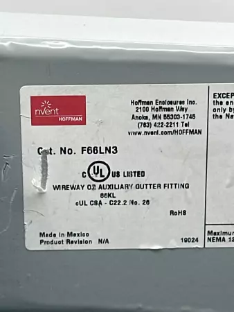Hoffman F66LN3-F66LE9A-F66L06 90-Degree Elbow Wireway Assembly 