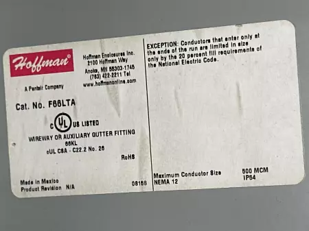 Hoffman F66LTA Lay-in Wireway Tee Fitting 6X6