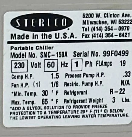 Sterling Inc. SMC-150A Air Cooled Portable Chiller 