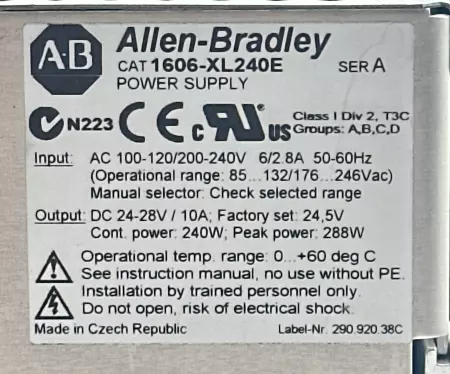 Allen-Bradley 1606-XL240E SER.A Power Supply 240W 