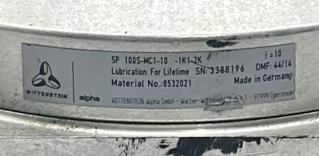 Alpha Wittenstein SP 100S-MC1-10-1K1-2K Speed Reducer, Ratio 10:1 