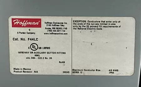 Hoffman F44LC Lay-in Wireway Cross Fitting, 4X4