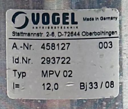 Vogel 458127 Gear Reducer, Ratio 12:1 