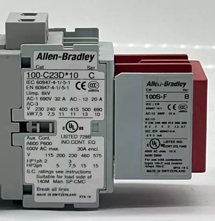 Allen-Bradley 100S-C23DJ14BC SER.C Safety Contactor, 690V 32 amp 