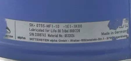 Alpha Wittenstein SK 075S-MF1-10-1E1-1K00 Right Angle Gearbox, Ratio 10:1 