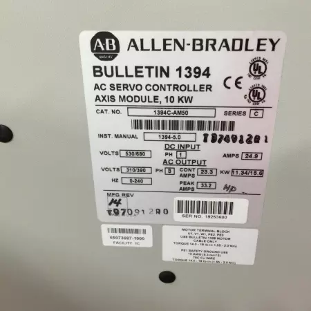 Allen-Bradley 1394C-AM50 SER.C AC Servo Controller, 10kW - IN GERMANY 
