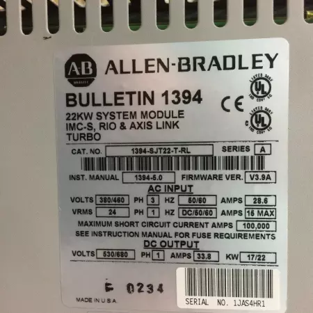 Allen-Bradley 1394-SJT22-T-RL SER.A Servo Drive Controller, 22kW - IN GERMANY 