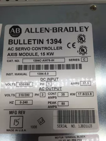 Allen-Bradley 1394C-AM75-IH SER.C Servo Axis Drive Module 15kW -IN GERMANY 