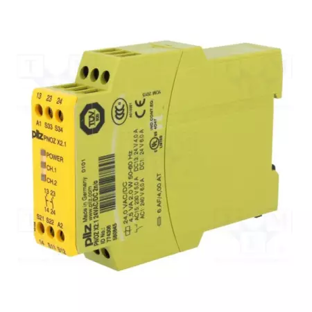 Pilz PNOZ-X2.1-24VAC/DC-2NO Safety Relay 6 amp, PN 774306 - IN GERMANY 