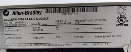 Allen-Bradley 2094-BM01-M SER.A Kinetix 6200 Control Module 3.9kW - IN GERMANY 