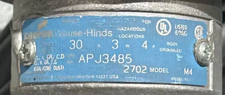 Cooper Crouse-Hinds APJ3485 Industrial-Grade Explosion-Proof Plug, 35Ft Cable 