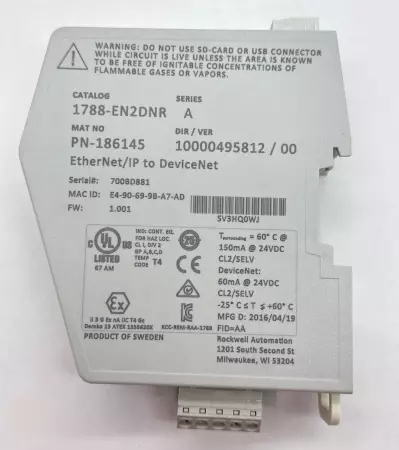 Allen-Bradley 1788-EN2DNR SER.A Communication Module Ethernet/IP to DeviceNet 