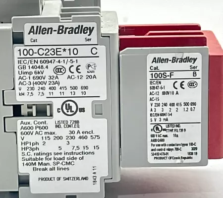 Allen-Bradley 100S-C23EJ32BC SER.C Safety Contactor, 690V 23 amp 