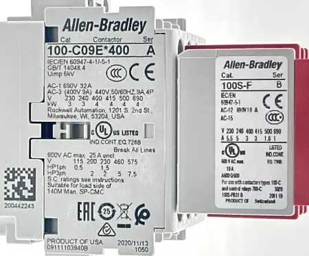 Allen-Bradley 100S-C09EJ431C SER.A Safety Contactor, 600VAC 10A 