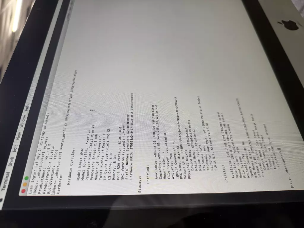 Apple MAC OS X iMac, 8GB RAM, 500GB HD, 21.5