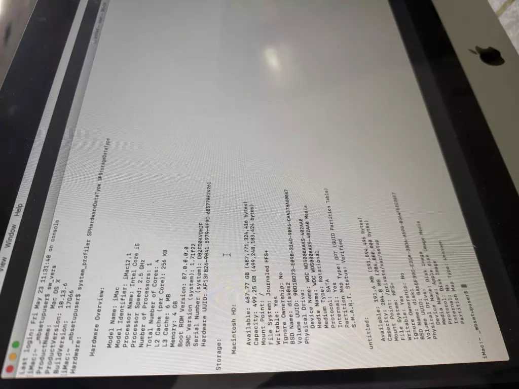 Apple MAC OS X iMac, 4GB RAM, 500GB HD, 21.5