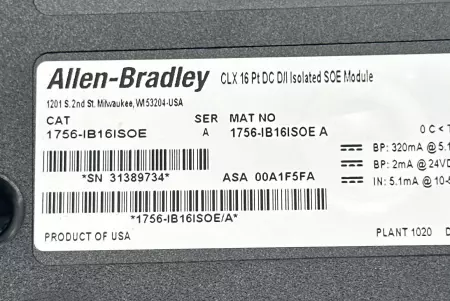 Allen-Bradley 1756-IB16ISOE ControlLogix Isolated Input Module 
