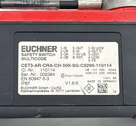 Euchner CET3-AR-CRA-CH-50X Safety Switch  PN 110114 