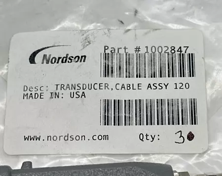 Nordson 1002847 Transducer Cable Assembly, 10Ft 