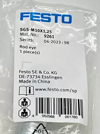 Festo SGS-M10X1,25 Pneumatic Cylinder Rod Eye, Size 10X1.25 