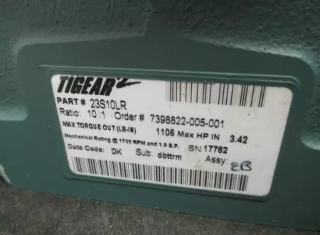  Dodge Tigear 23S10LR Tigear-2 Gear Reducer, 10:1 Ratio 