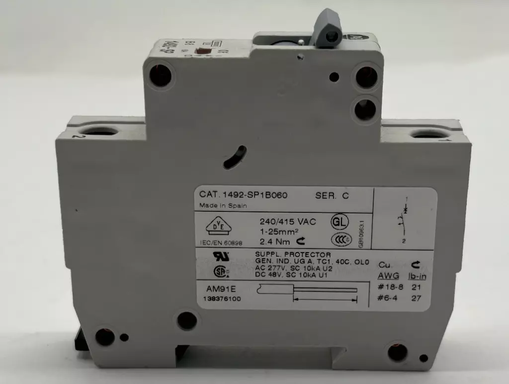 Allen-Bradley 1492-SP1B060 SER.C 1-Pole Circuit Breaker, 240/415VAC 6Amp 