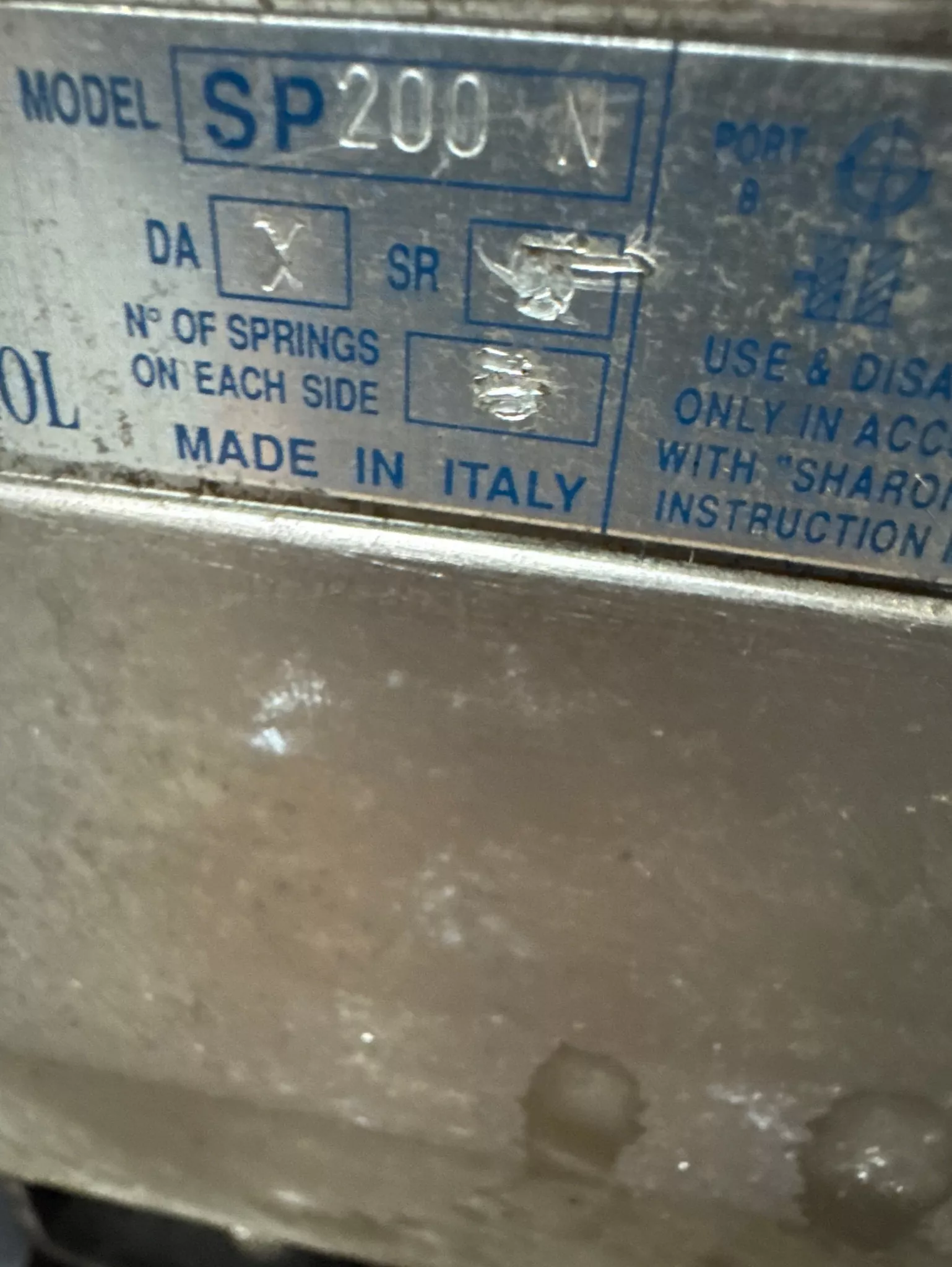 Sharpe SP200N Valve 6