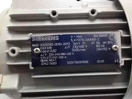 Siemens 1LA7073-2AA93-Z AC Motor 0.63KW 