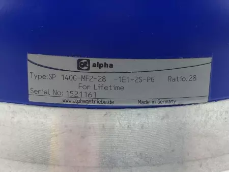 Alpha Wittenstein SP-140G-MF2-28-1E1-2S-PG Planetary Gearbox, Ratio 28:1 