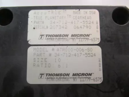 Thomson Micron 34-712-417-5524 AccuTRUE™ Right Angle Gearbox Ratio 6:1 