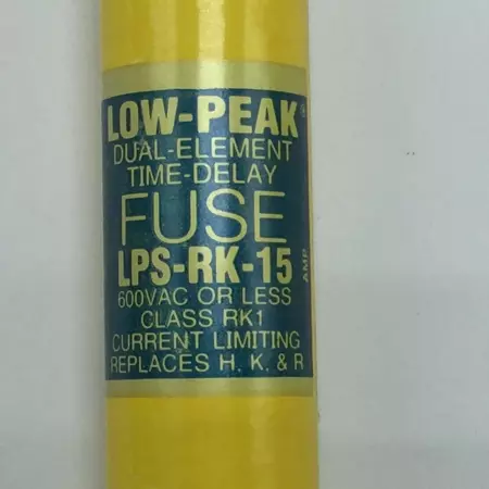 Bussmann LPS-RK-15 Low-Peak Time Delay Fuse, 600VAC 15Amp, Class RK1 