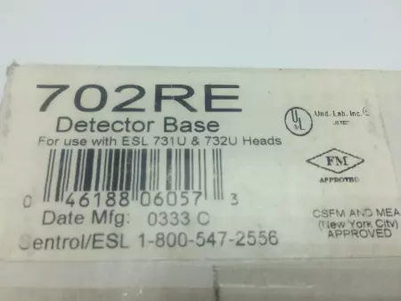 NEW Sentrol 702RE Automatic Fire Detector Base, Use w/ 731,732 Heads 