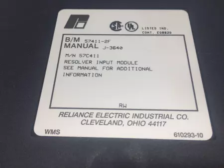 Reliance Electric 57C411 Resolver Input Module 