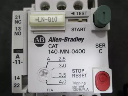 Allen-Bradley 140-MN-0400 SER. C Manual Motor Starter-Protector 2.5-4.0Amp Range 