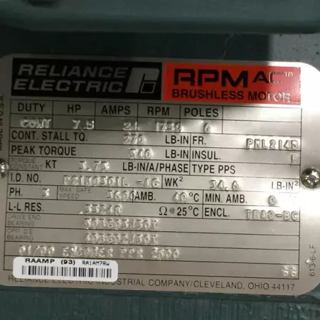 Reliance Electric PML-2145 RPM AC™ Motor, 7.5HP Frame PML2I45 