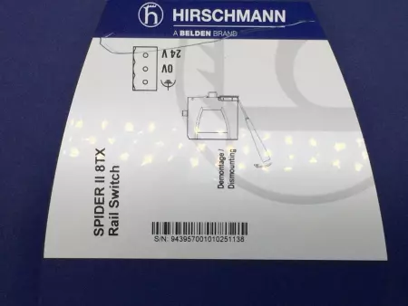  HIRSCHMANN 943957001 SPIDER II RAIL SWITCH 8 PORT 100MBPS TESTED/EXCELLENT 