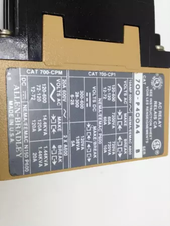 Allen-Bradley 700-P400A4 Industrial Control Relay 